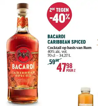 Delhaize BACARDI CARIBBEAN SPICED Cocktail op basis van Rum 40% alc. vol 70cl aanbieding
