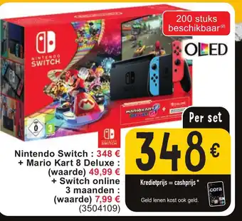 Cora Nintendo Switch + Mario Kart 8 Deluxe aanbieding