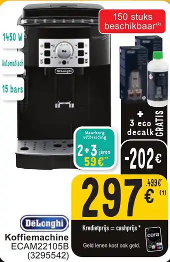 Cora DeLonghi Koffiemachine ECAM22105B 1450W aanbieding