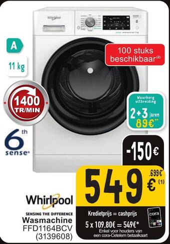 Cora Whirlpool Wasmachine aanbieding