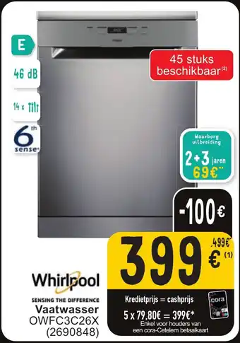 Cora Whirlpool Vaatwasser aanbieding