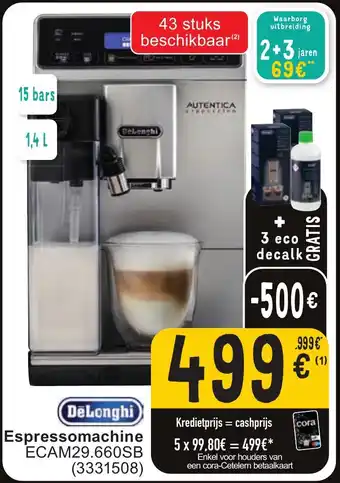 Cora DeLonghi Espressomachine aanbieding