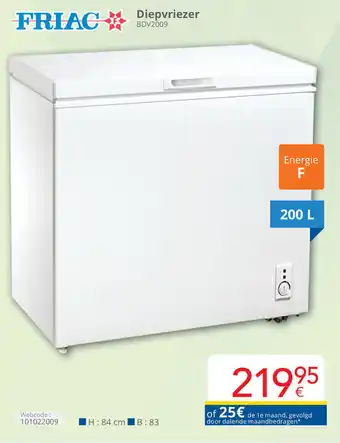 Eldi FRIAC Diepvriezer 200 L aanbieding