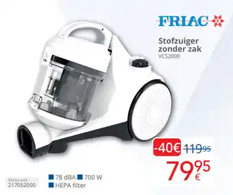 Eldi FRIAC Stofzuiger zonder zak aanbieding