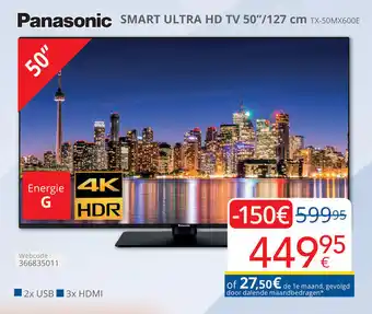 Eldi Panasonic SMART ULTRA HD TV 50"/127 cm aanbieding