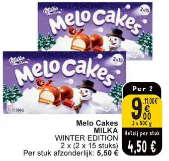 Cora Milka WINTER EDITION Melo cake 2 x 500g aanbieding