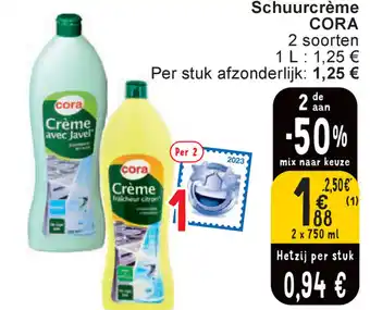 Cora Schuurcrème CORA 2 x 750ml aanbieding