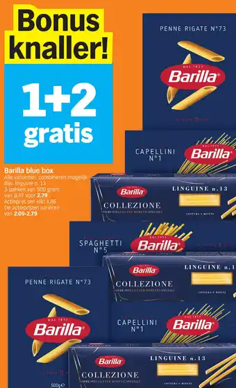 Albert Heijn Barilla blue box aanbieding