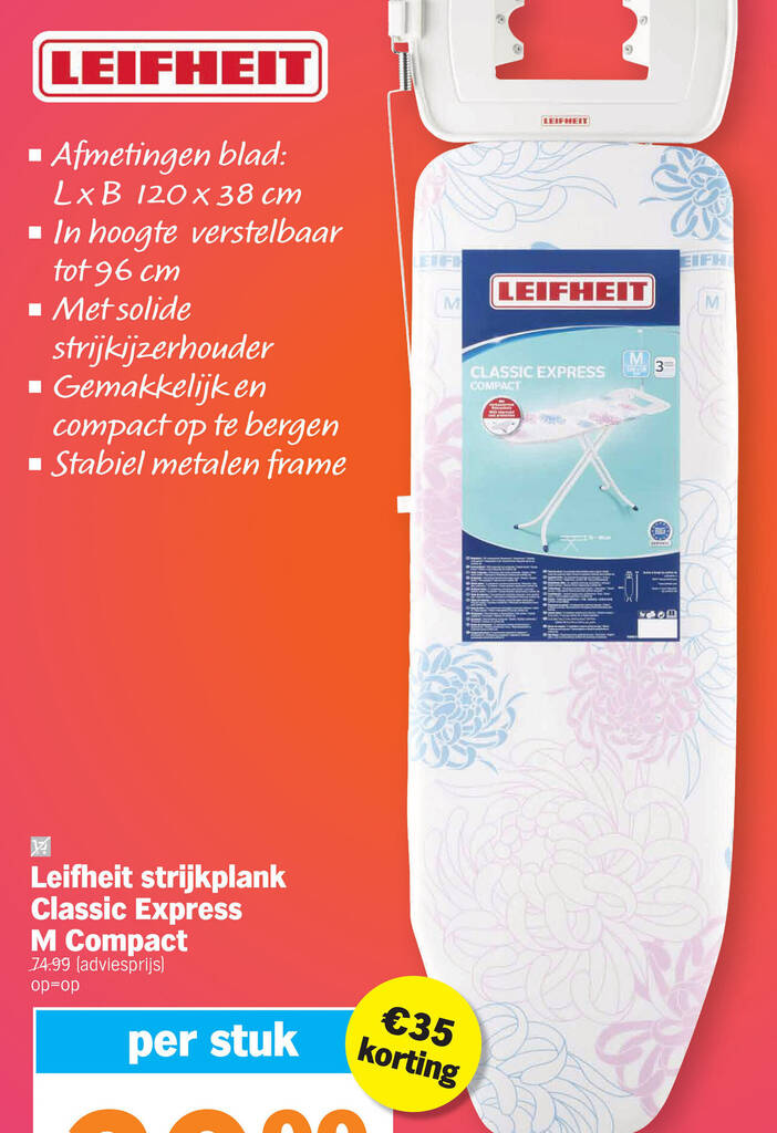 Albert Heijn Leifheit strijkplank Classic Express M Compact aanbieding