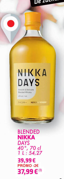 Cora BLENDED NIKKA DAYS 40% 70CL aanbieding