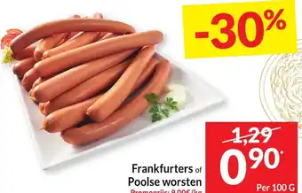 Intermarché Frankfurters of Poolse worsten 100g aanbieding