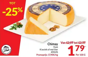 Intermarché Chimay Kaas Klassiek of met bier 45%VG 100g aanbieding