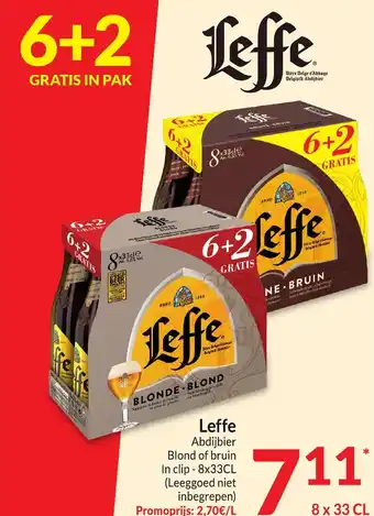 Intermarché Leffe Abdijbier Blond of bruin In clip - 8x33CL aanbieding