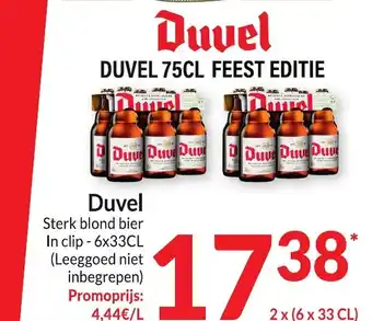 Intermarché Duvel Sterk blond bier In clip - 2 x (6x33CL ) aanbieding