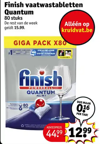 Kruidvat Finish vaatwastabletten Quantum 80 stuks aanbieding