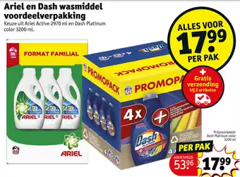 Kruidvat Ariel en Dash wasmiddel voordeelverpakking aanbieding