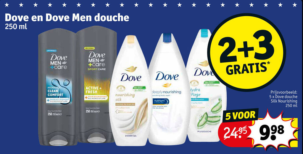 Dove en Dove Men douche 250 mL promotie bij Kruidvat