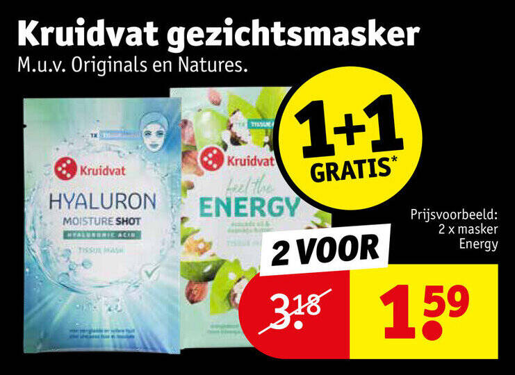 Kruidvat gezichtsmasker promotie bij Kruidvat