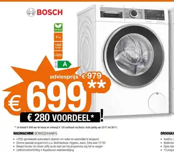 Expert BOSCH WASMACHINE BOWGG244A6FG aanbieding