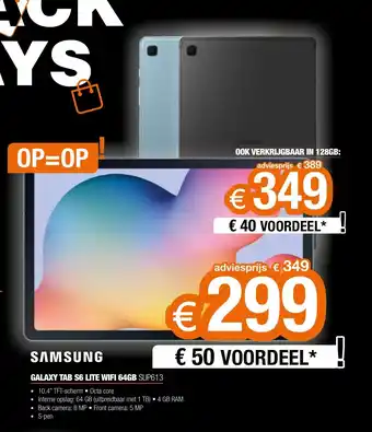 Expert SAMSUNG GALAXY TAB S6 LITE WIFI 64GB SUP613 aanbieding