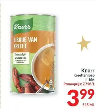 Intermarché Knorr Kreeftensoep In blik 515mL aanbieding