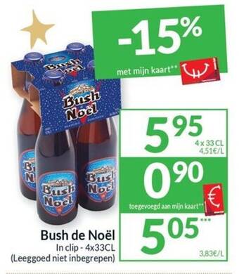 Intermarché Bush de Noël In clip 4 x 33 cL aanbieding