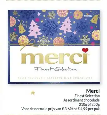 Intermarché Merci Finest Selection Assortiment chocolade 210g tot 250 g aanbieding