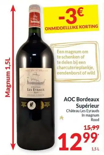 Intermarché AOC Bordeaux Supérieur 1,5L aanbieding