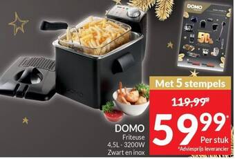 Intermarché DOMO Friteuse 4,5L-3200W Zwart en inox aanbieding