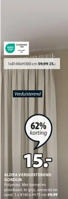 Jysk ALDRA VERDUISTEREND GORDIJN aanbieding
