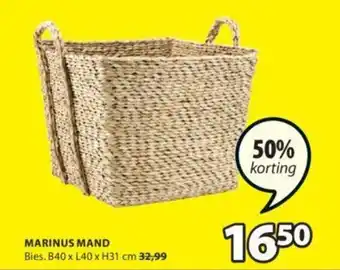 Jysk MARINUS MAND Bies. B40 x L40 x H31 cm aanbieding