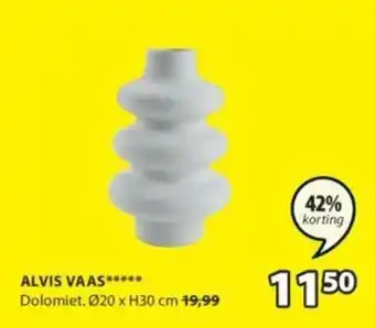 Jysk ALVIS VAAS Dolomiet. Ø20 x H30 cm aanbieding