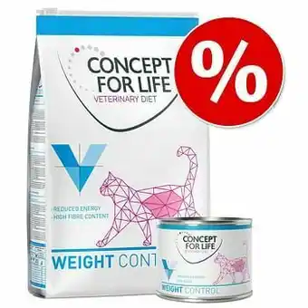 Zooplus Extra voordelig! 3 kg Concept for Life Veterinary Diet Weight Control + 6 x 200 g natvoer Hypoallergenic Insect (3 kg + 6 x 2 aanbieding
