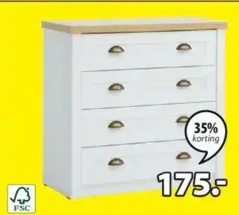 Jysk MARKSKEL COMMODE 4 lades B90 x H88 x D44 cm aanbieding