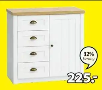 Jysk MARKSKEL COMMODE 4 lades 1 deur B92 x H88 x D43 cm aanbieding