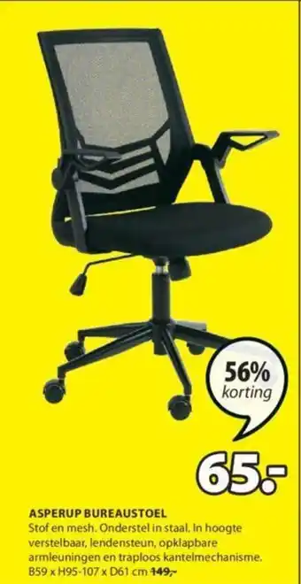Jysk ASPERUP BUREAUSTOEL aanbieding