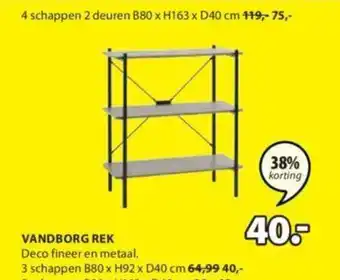 Jysk VANDBORG REK 3 schappen B80 x H92 x D40 cm aanbieding