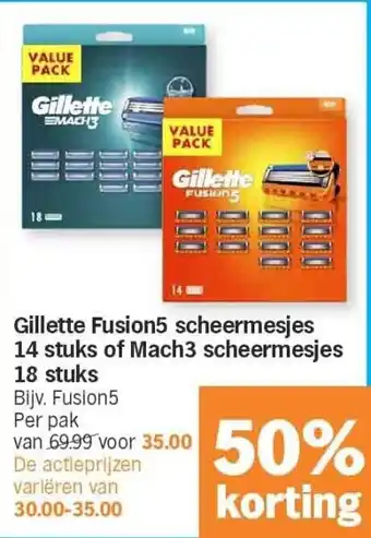 Gillette fusion5 scheermesjes 14 stuks of mach3 scheermesjes 18 stuks