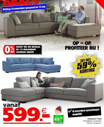 Seats and Sofas Tyler hoeksalon aanbieding