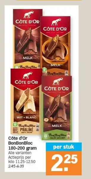 Albert Heijn Côte d'or bonbonbloc 180-200 gram aanbieding