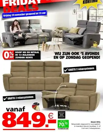 Seats and Sofas Opal 3-zits of 2-zits salon aanbieding