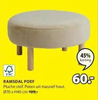 Jysk RAMSDAL POEF aanbieding