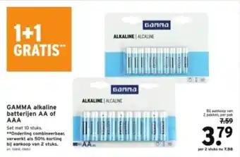 GAMMA Alkaline batterijen AA of AAA aanbieding