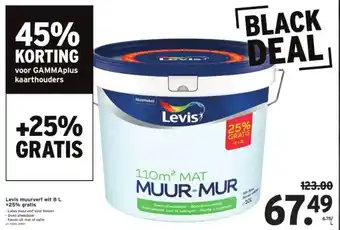 GAMMA Levis muurverf wit 8 L aanbieding