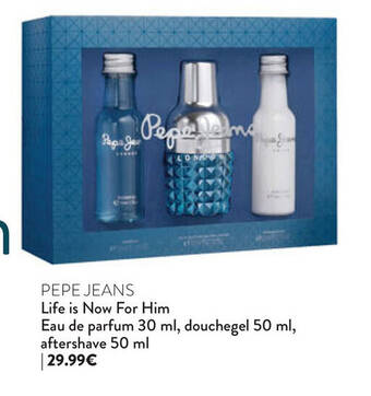 Di PEPE JEANS Life is Now For Him Eau de parfum 30 ml, douchegel 50 ml, aftershave 50 ml aanbieding