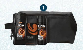 Di AXE Dark Temptation Toilettas met deodorant 150 ml, douchegel 250 ml, aftershave 100 ml aanbieding