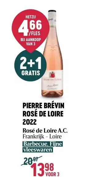 Delhaize Pierre brévin rosé de loire 2022 aanbieding