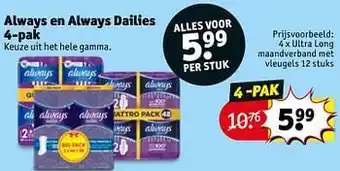 Kruidvat Ultra long maandverband met vleugels aanbieding