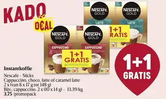 Delhaize Nescafé - Sticks Cappuccino, choco, latte of caramel latte 2 x (van 8 x 17 g tot 148 g) Instantkoffie aanbieding