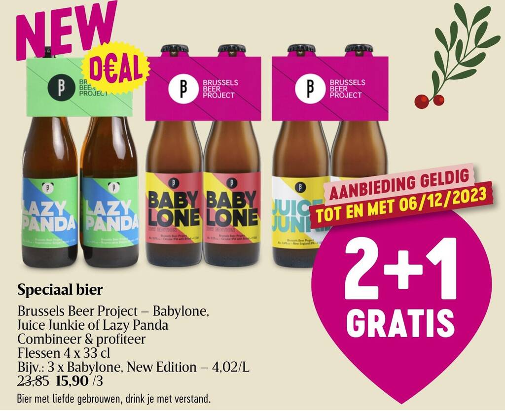 Delhaize Brussels Beer Project - Babylone, Juice Junkie of Lazy Panda Speciaal bier 4 x 33cl aanbieding